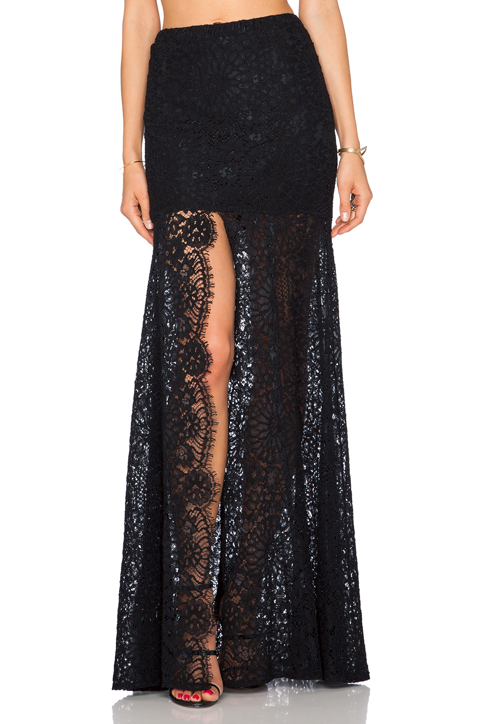 Lyst - Alexis Hermes Lace Maxi Skirt in Black