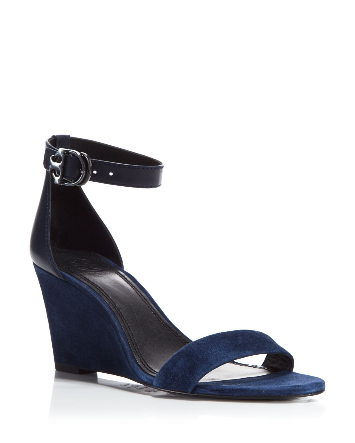 Tory Burch Ankle Strap Wedge Sandals - Grant Suede in Blue | Lyst