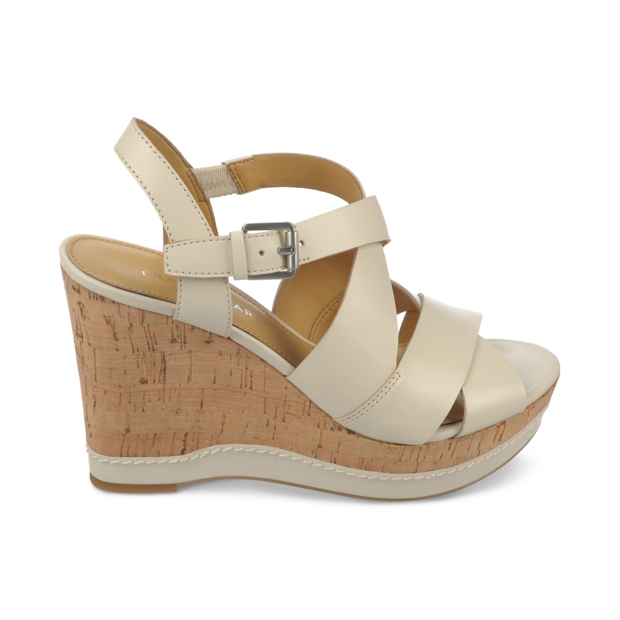 Franco Sarto Shiver Platform Wedge Sandals in Natural - Lyst