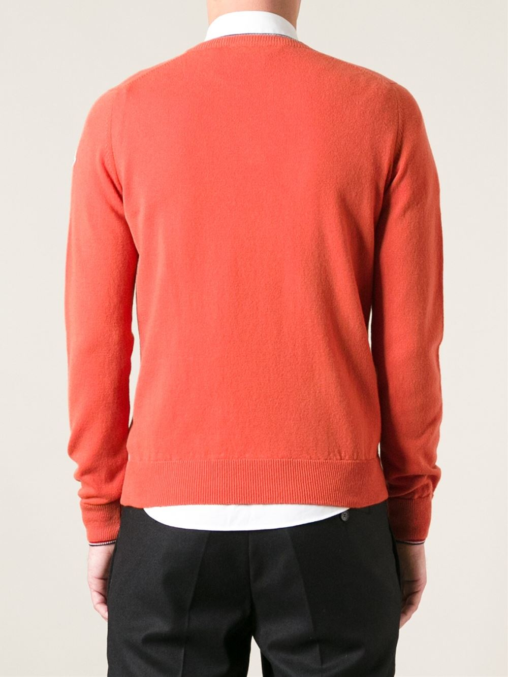 Lyst - Moncler Crew Neck Sweater in Orange for Men