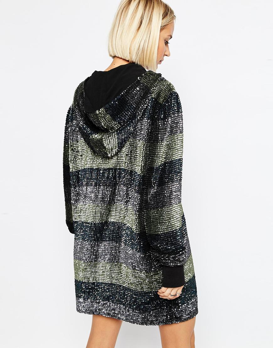 sequin hoodie dress