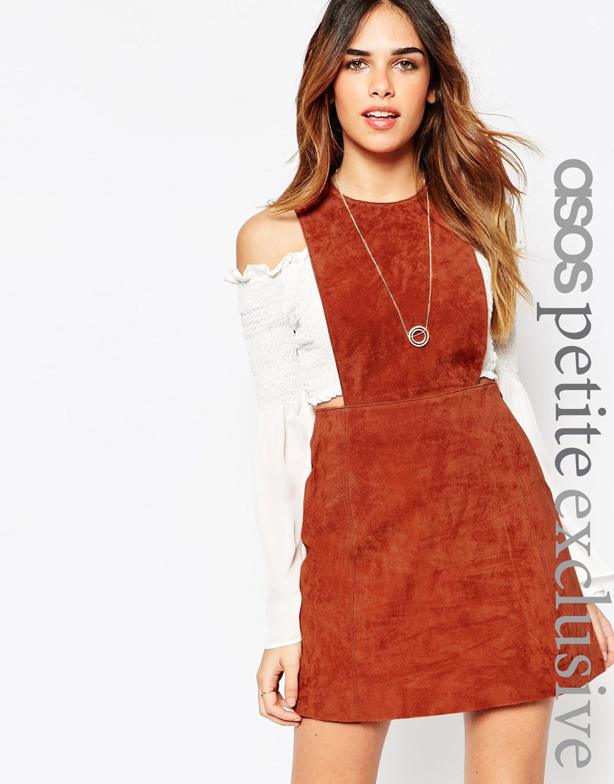 suede pinafore dress