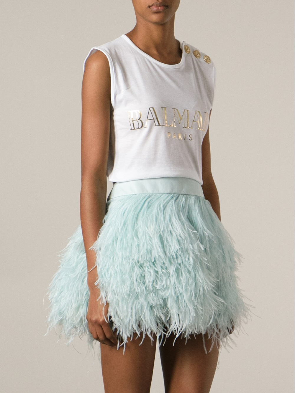 Lyst - Balmain Brand Print T-Shirt in White