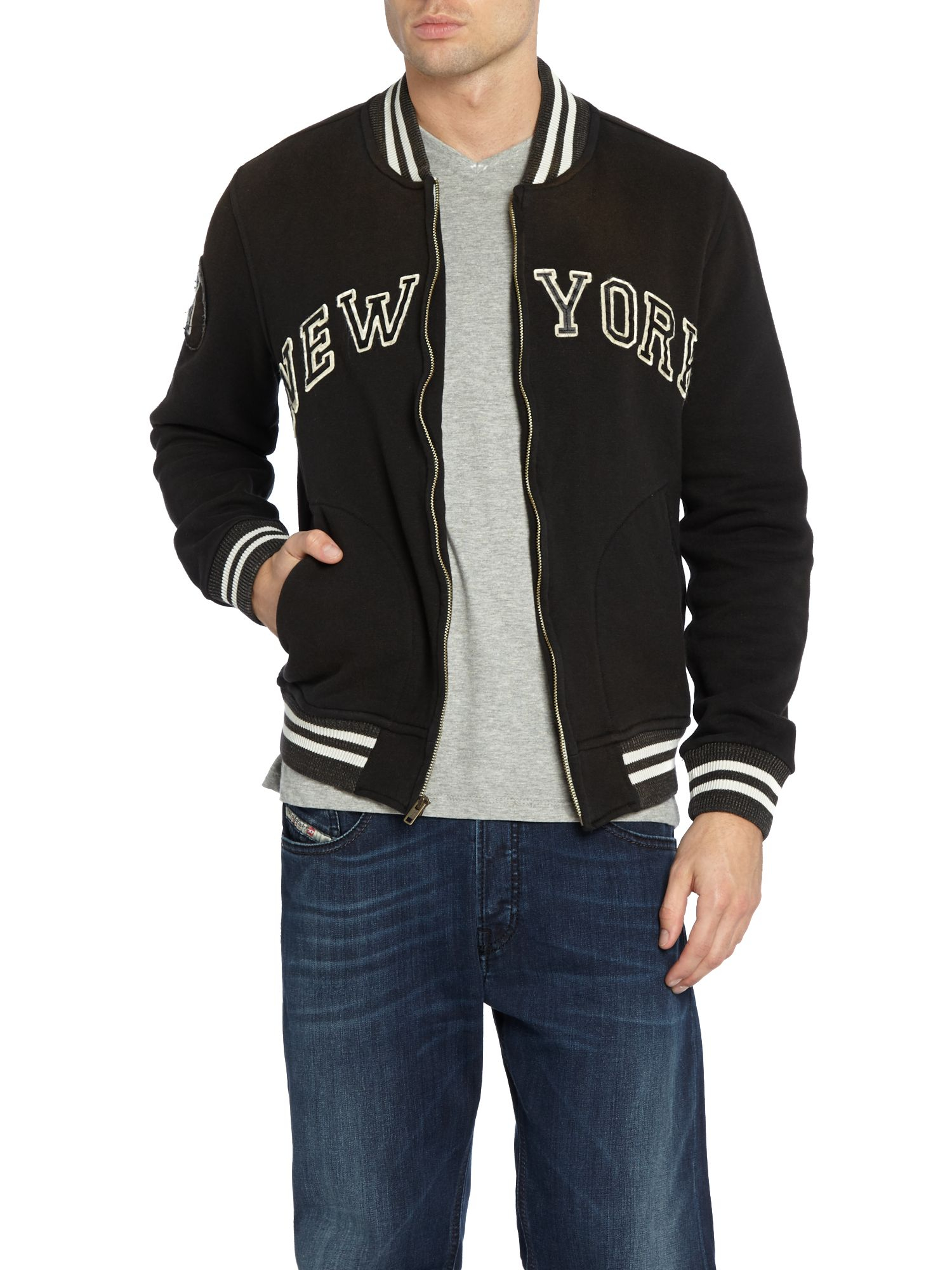 Polo ralph lauren New York Baseball Jacket in Black for Men Lyst
