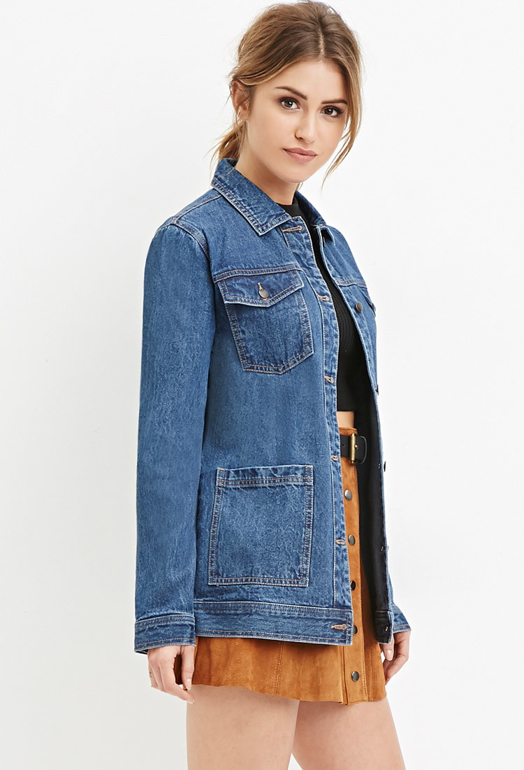 forever 21 longline denim jacket
