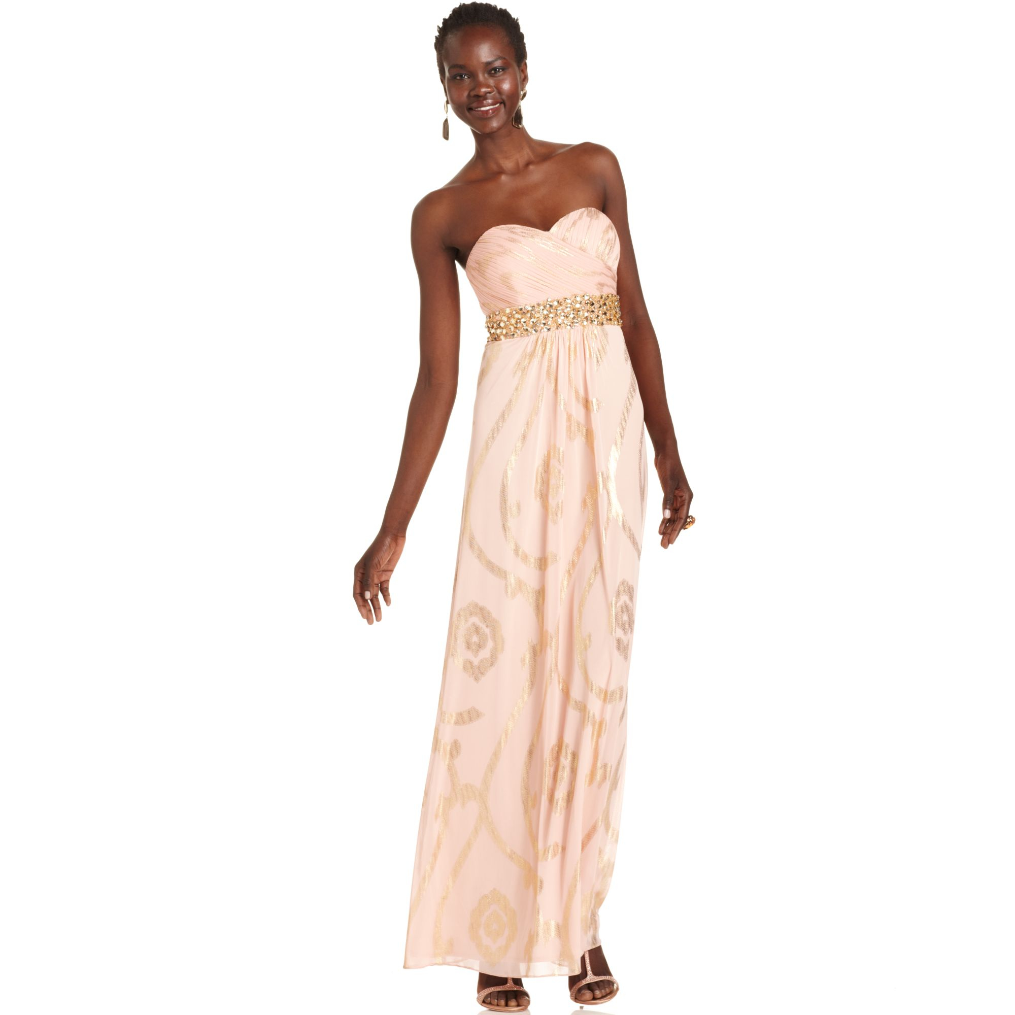 betsy and adam printed pleated gown