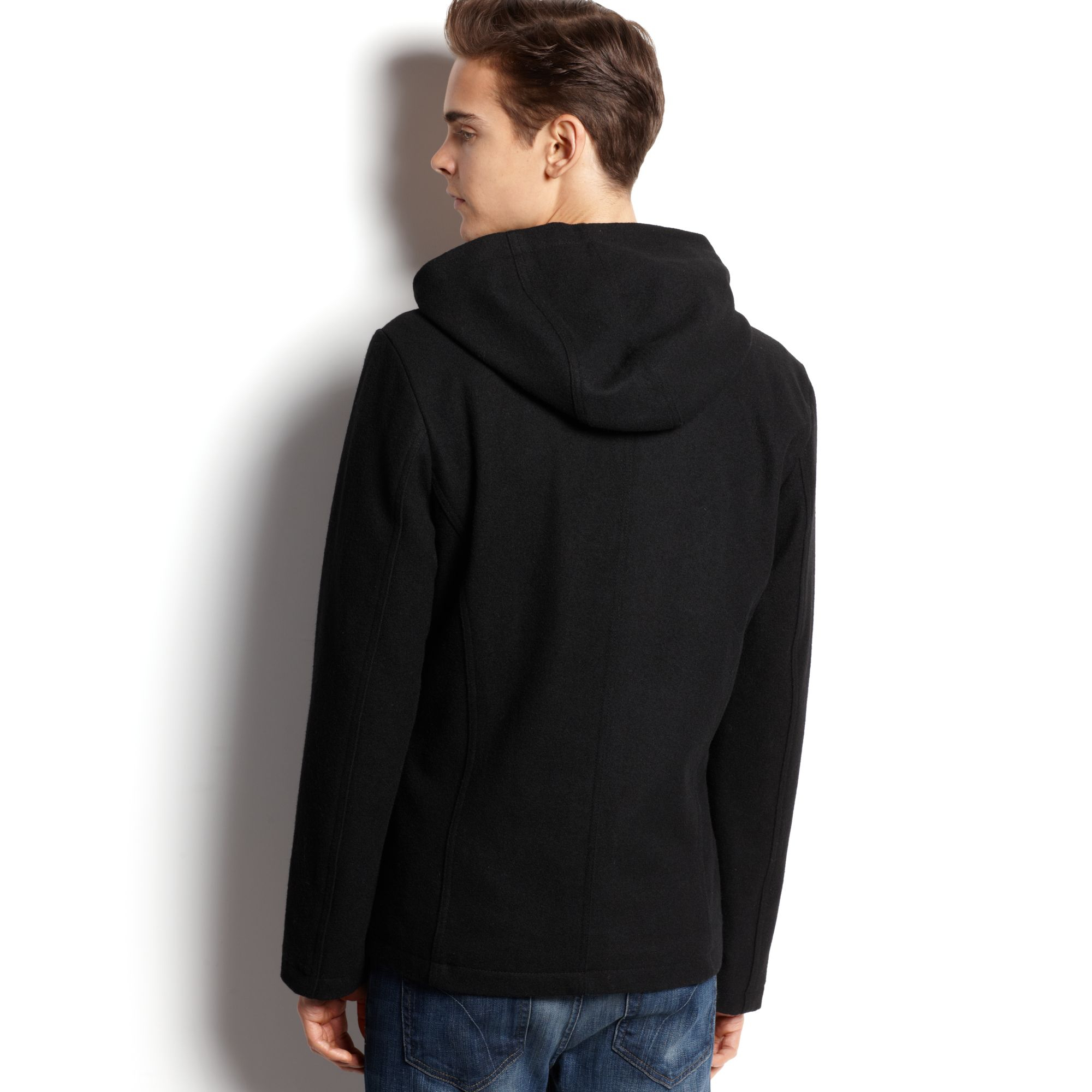 American Rag Hooded Pea Coat in Black for Men Lyst