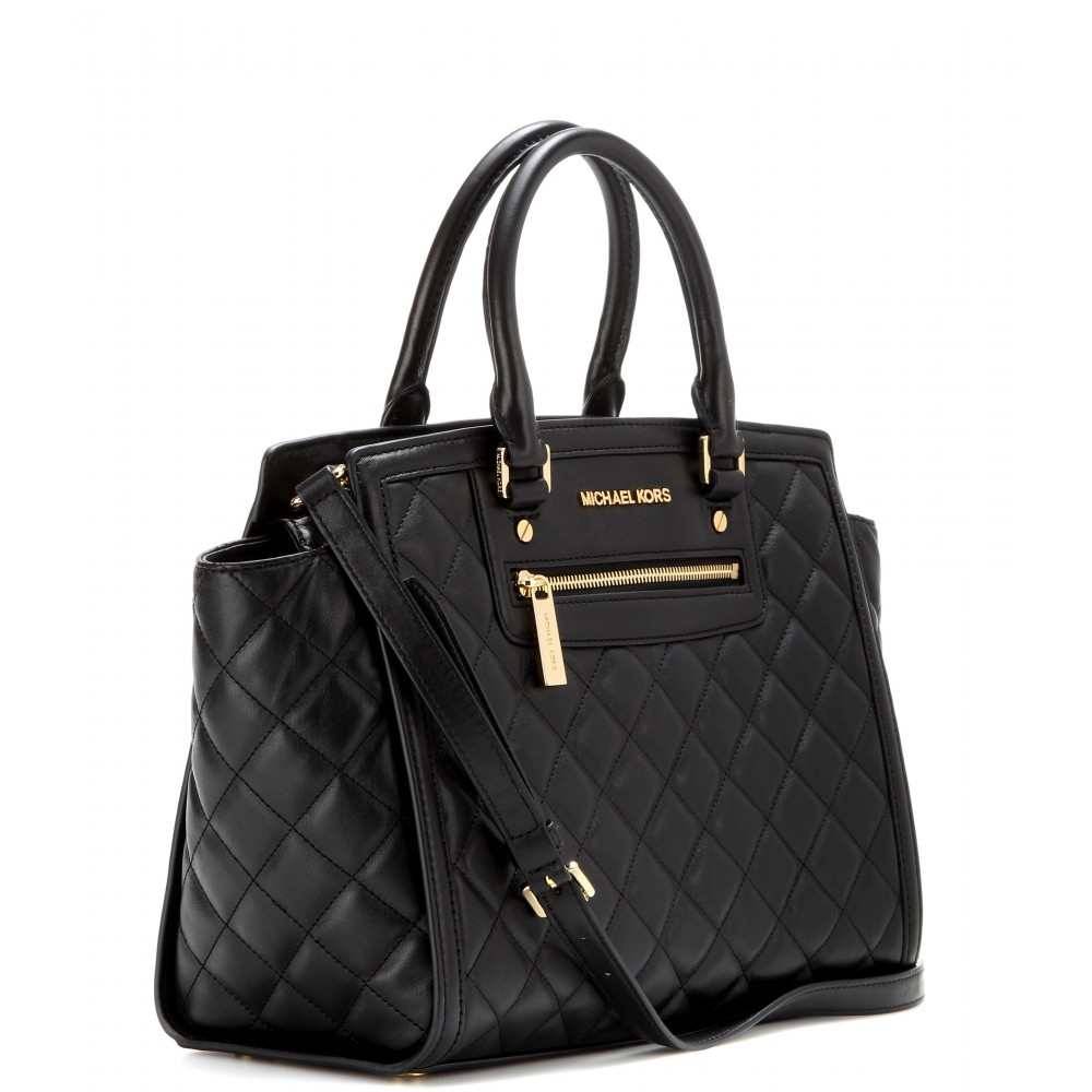 MICHAEL Michael Kors Selma Quilted Leather Tote in Black Lyst