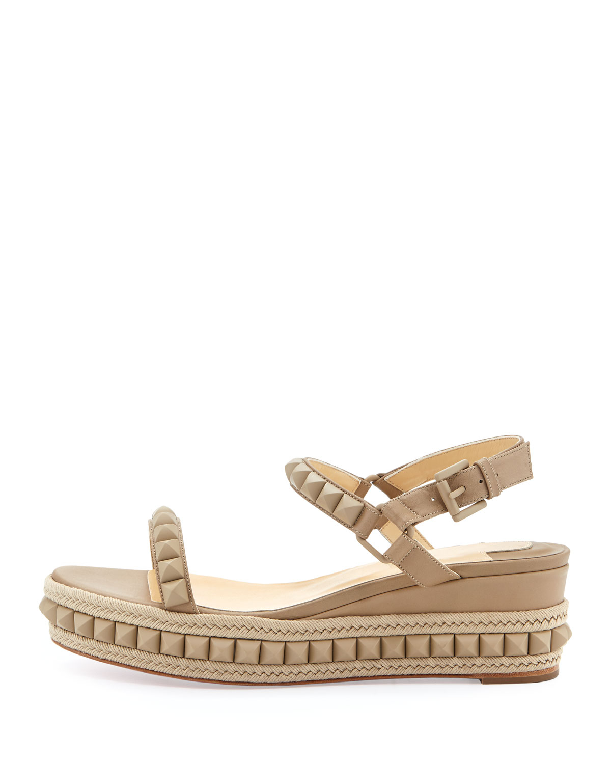 Christian louboutin Cataclou Studded Platform Wedge Sandal Beige ...