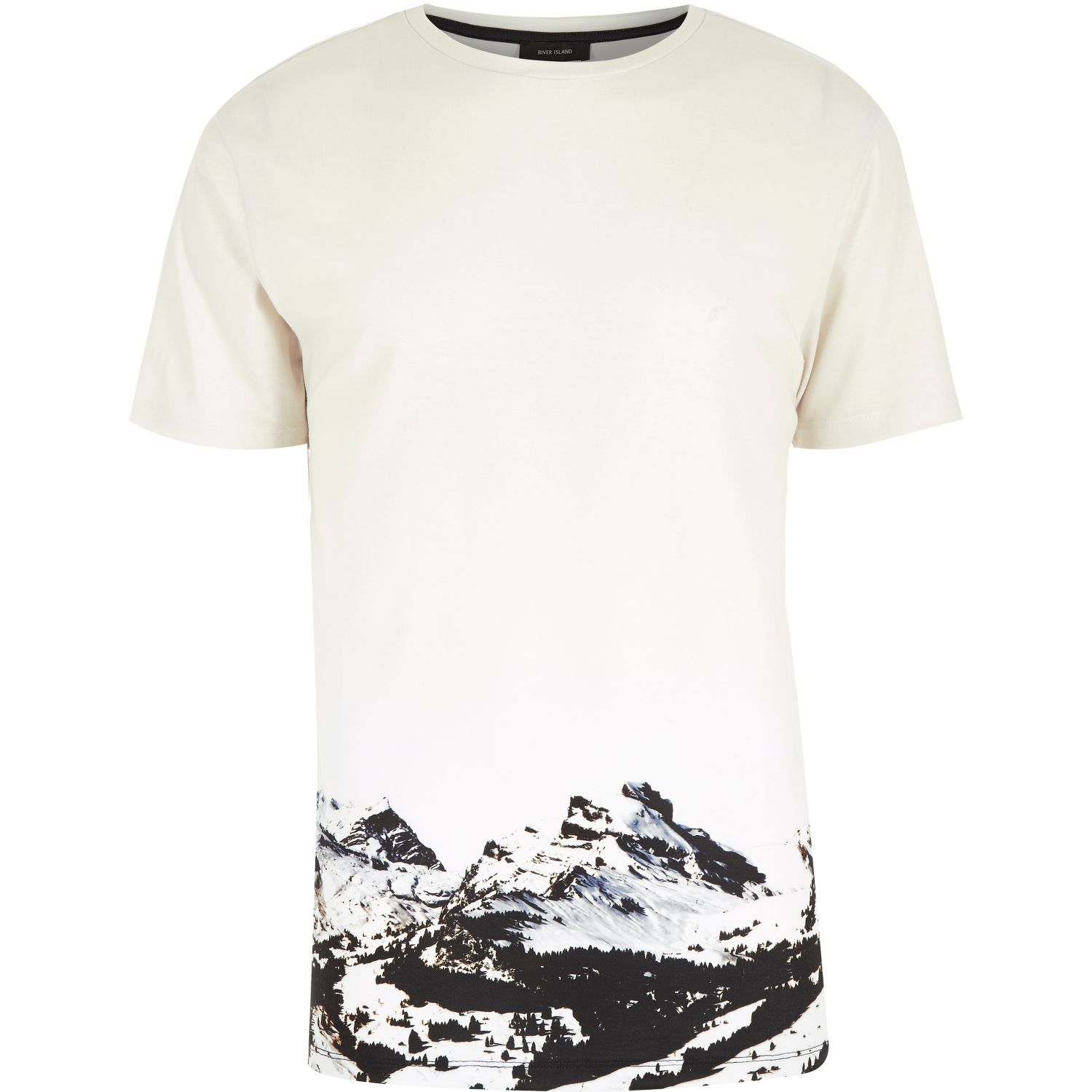 River island Ecru Mountain Print Tshirt in White for Men