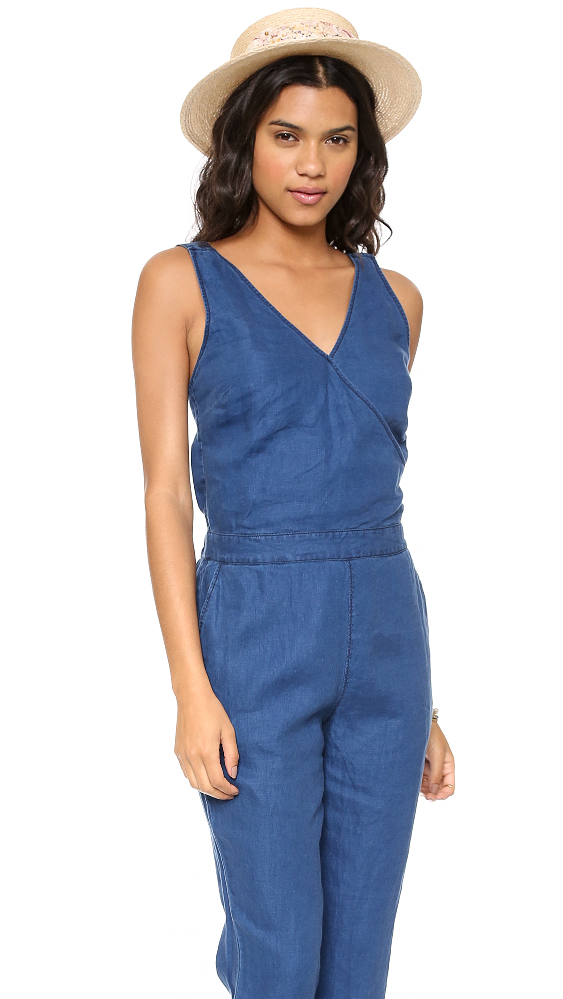 Madewell Crossback Chambray Jumpsuit Dark Chambray in Blue - Lyst