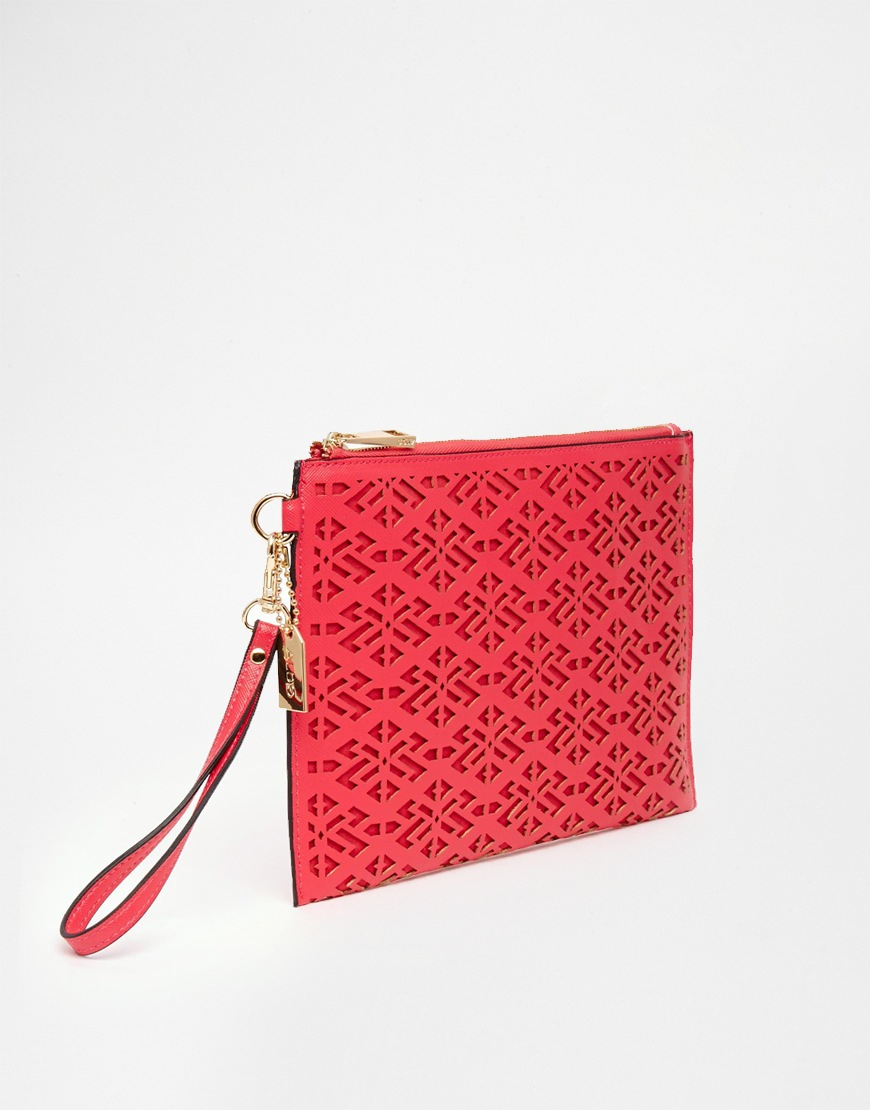 aldo red clutch bag