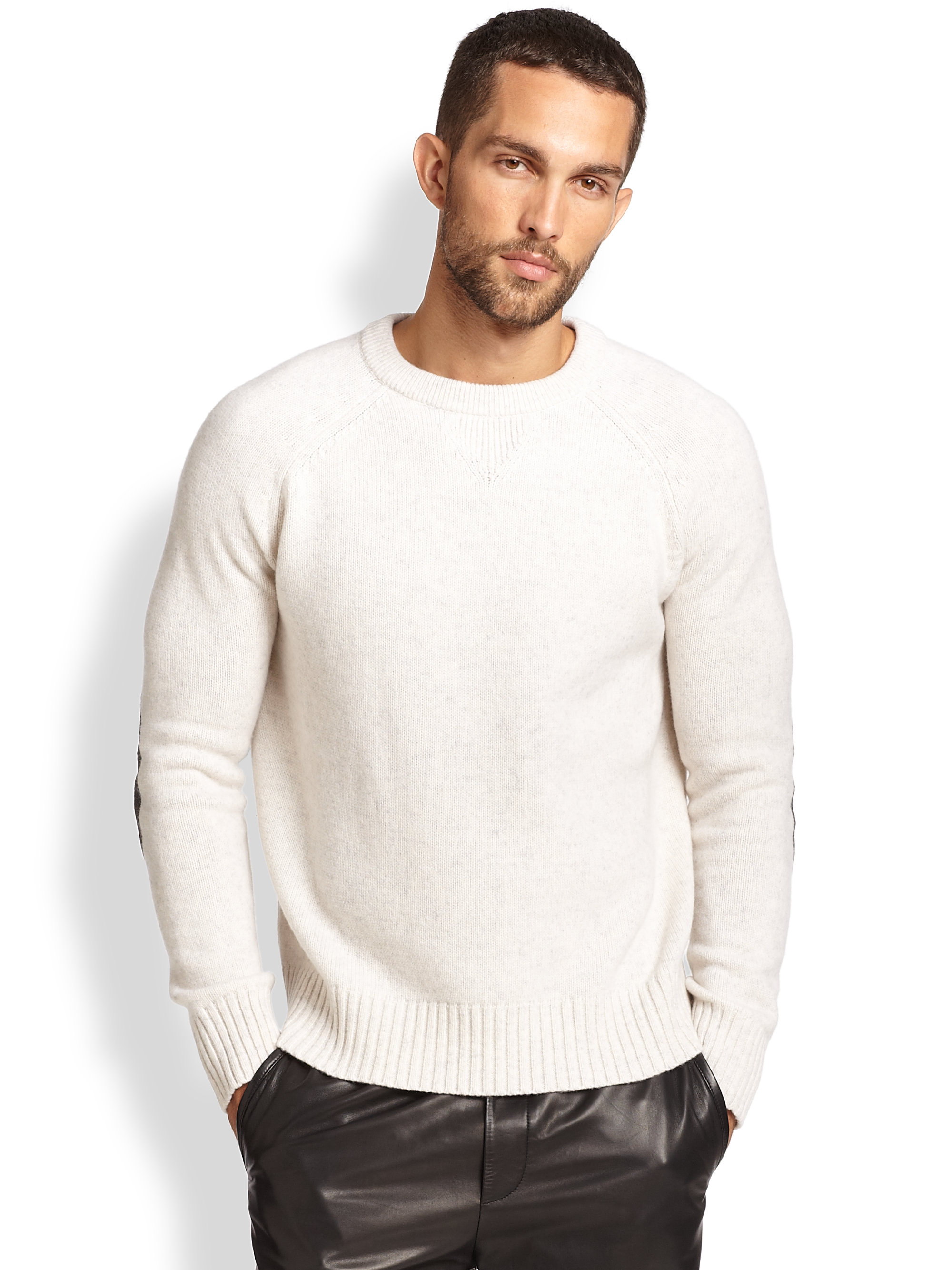 Vince Wool & Cashmere Crewneck Sweater in White for Men - Lyst