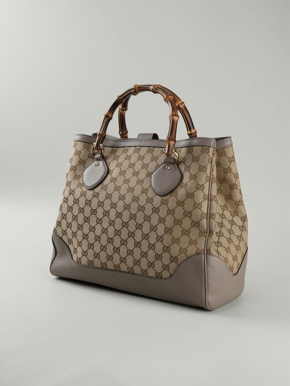 Gucci Signature Monogram Wooden Handle Tote in Natural - Lyst