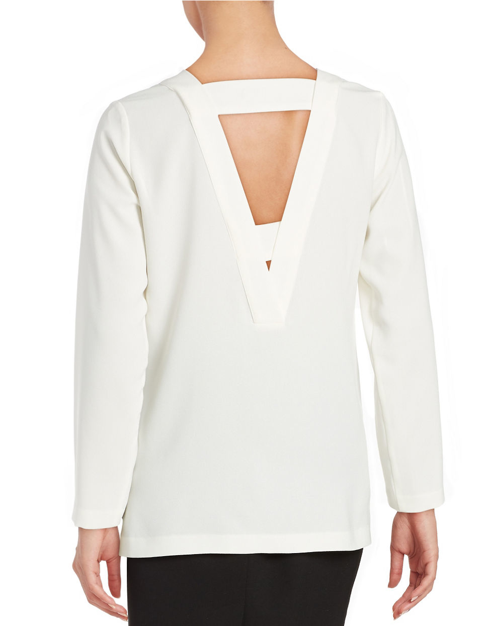 lyst 1 state v neck crepe blouse in white lyst 1 state v neck crepe blouse in white