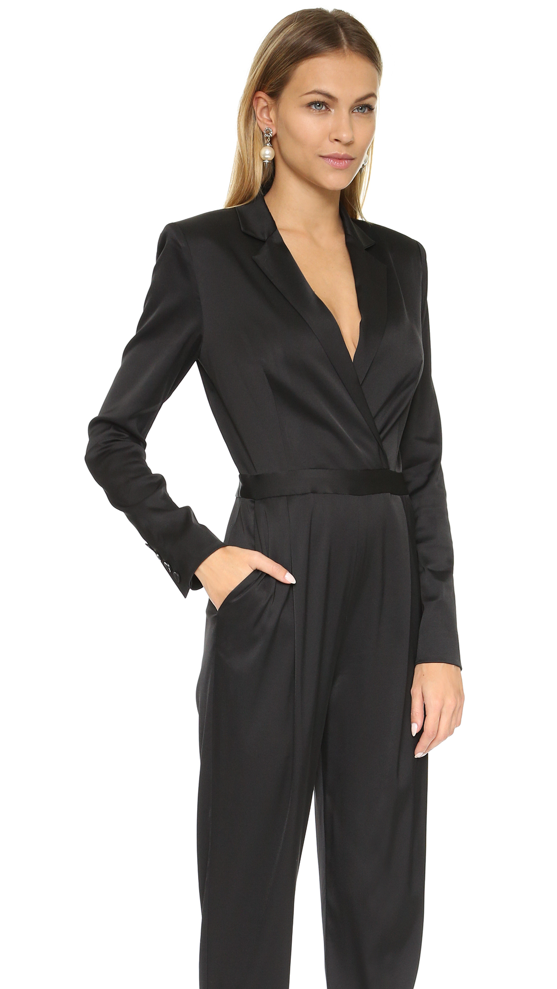 tuxedo jumpsuit black