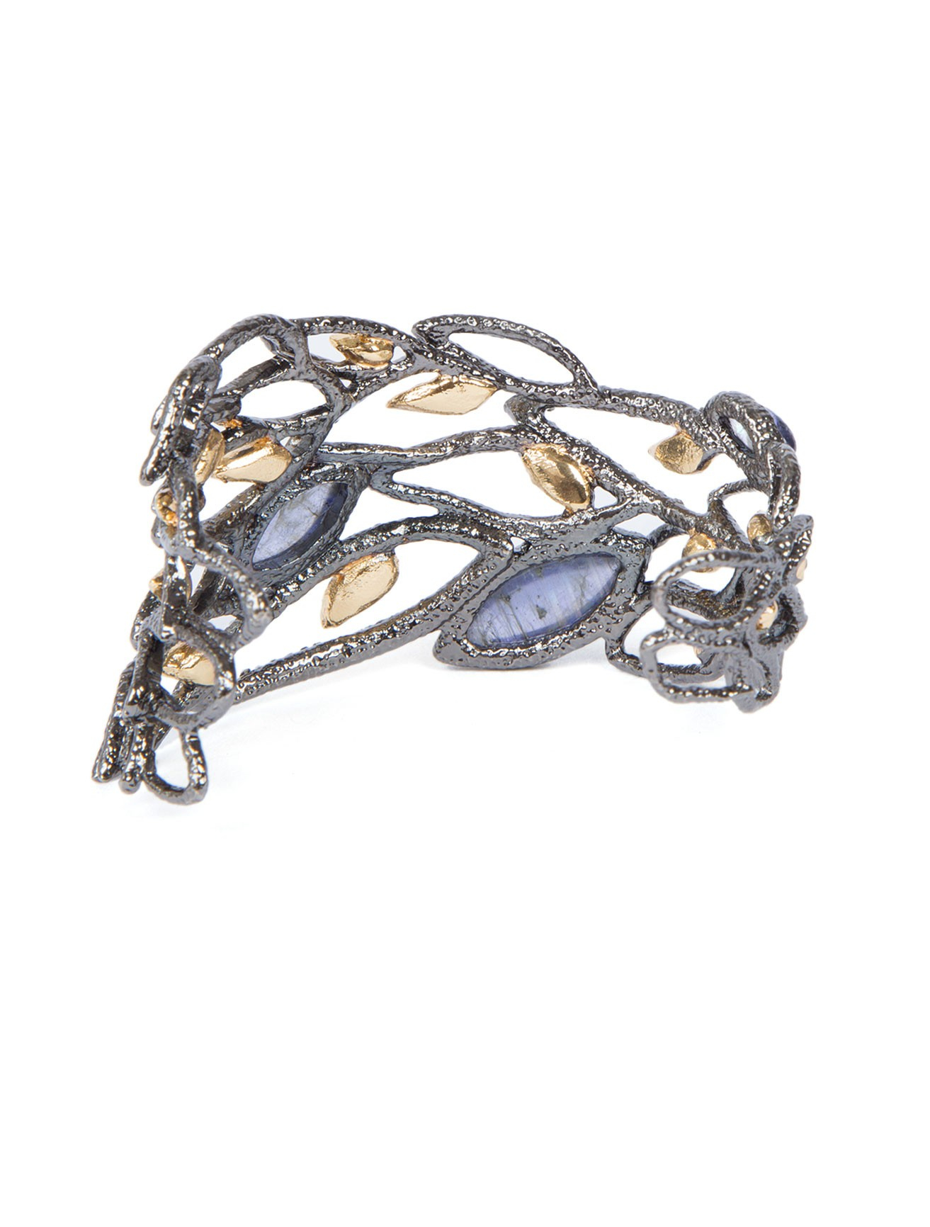 Alexis bittar Gold Crystal Cage Rocky Cuff Bracelet in Blue (GOLD) | Lyst