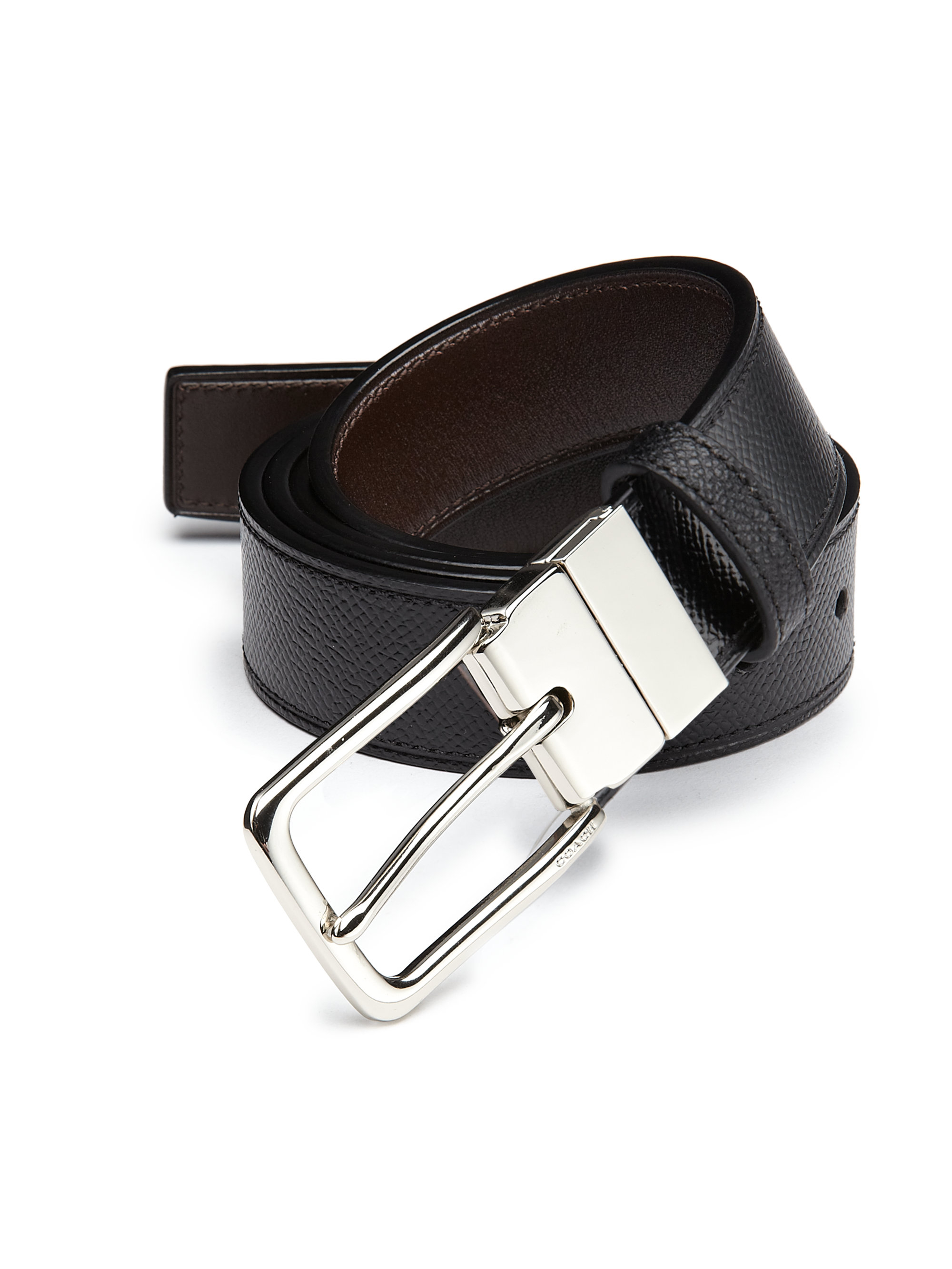 Lyst - Coach Textured Leather Belt in Black for Men
