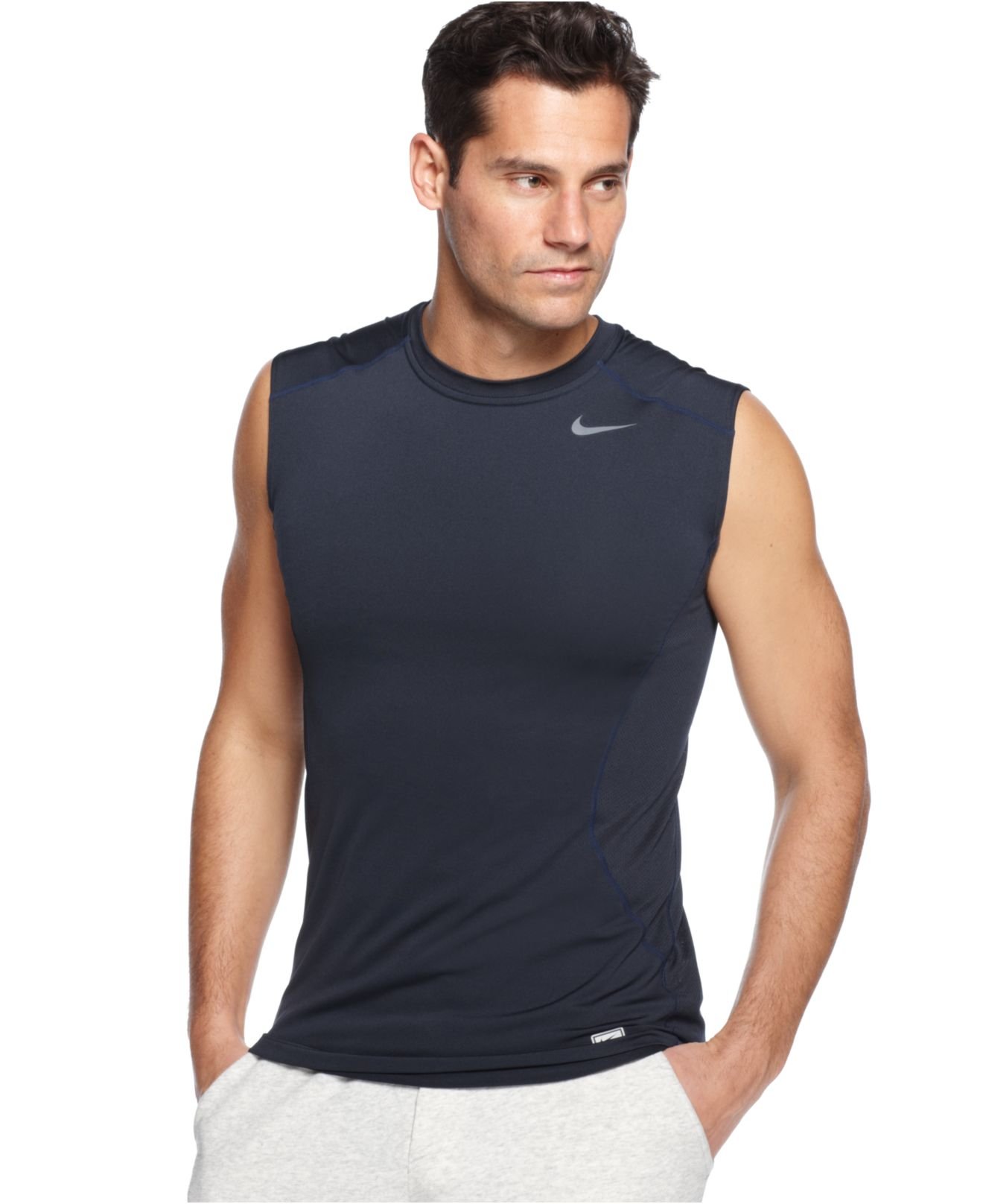 Nike Pro-Combat Dri-Fit Fitted Sleeveless Tee in Black for Men | Lyst