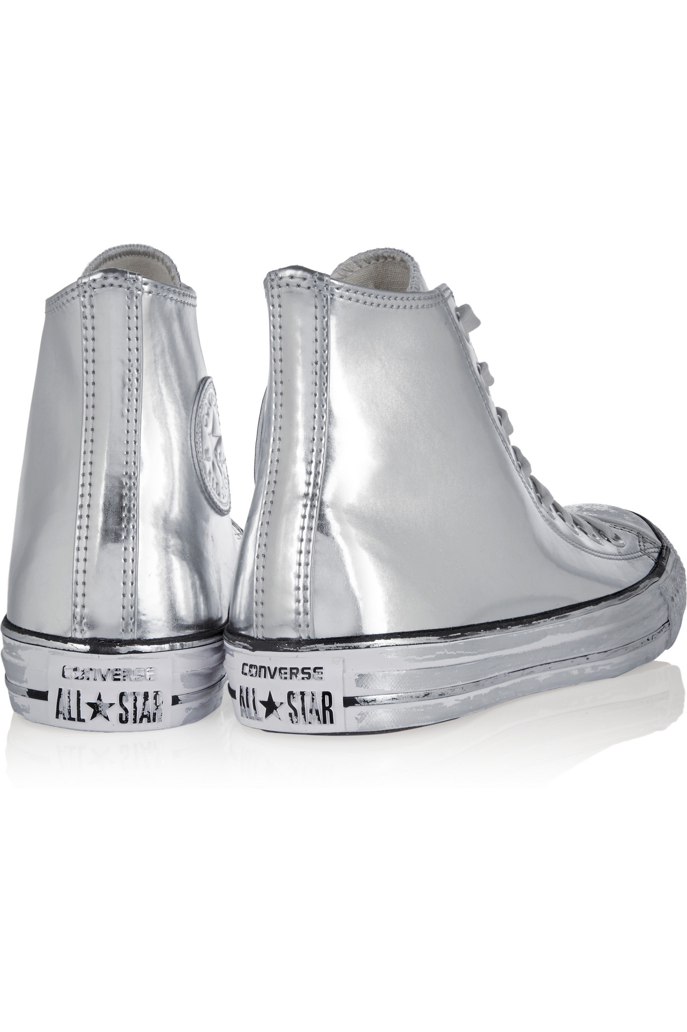 converse silver metallic high tops