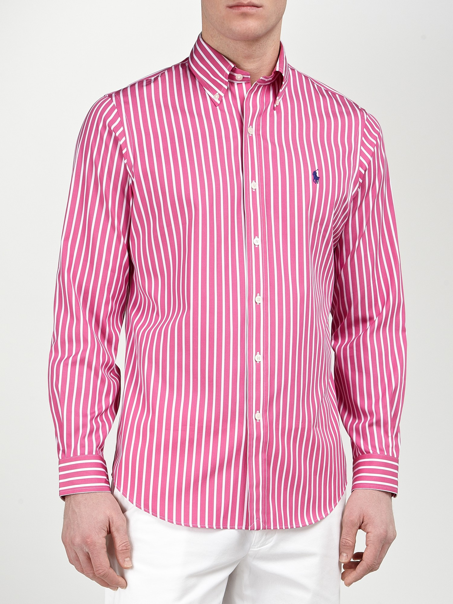 pink polo striped shirt