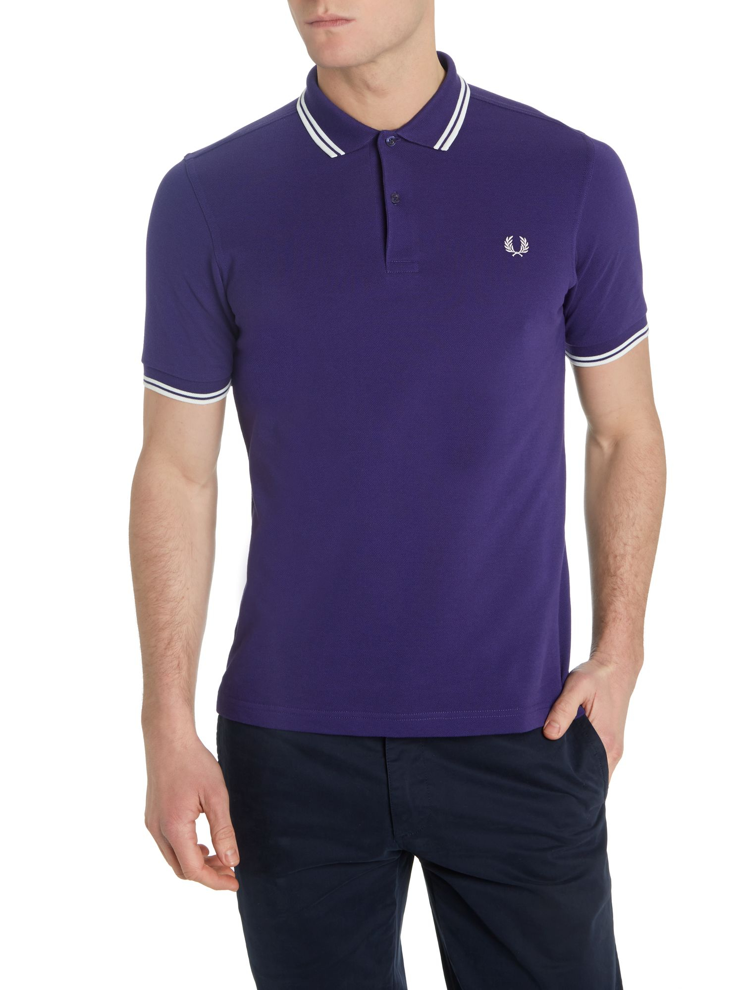 Fred Perry Classic Slim Fit Twin Tipped Polo Shirt In Purple For Men Lyst 