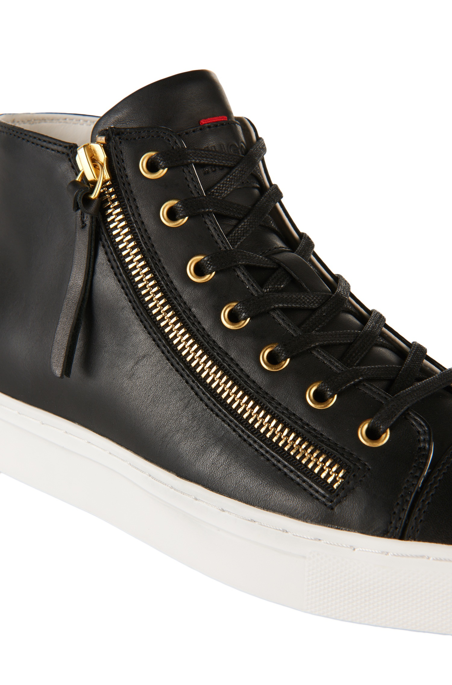 HUGO Leather Trainers With Zips: 'nycolette-l' in Black - Lyst