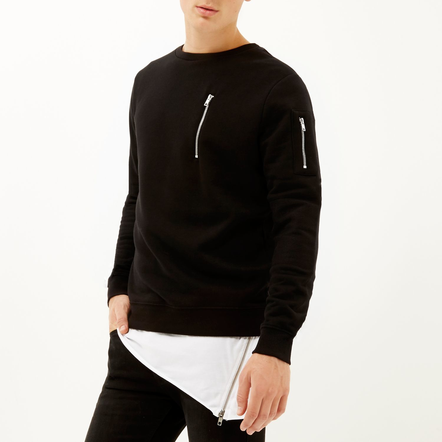 zip pocket sweatshirt