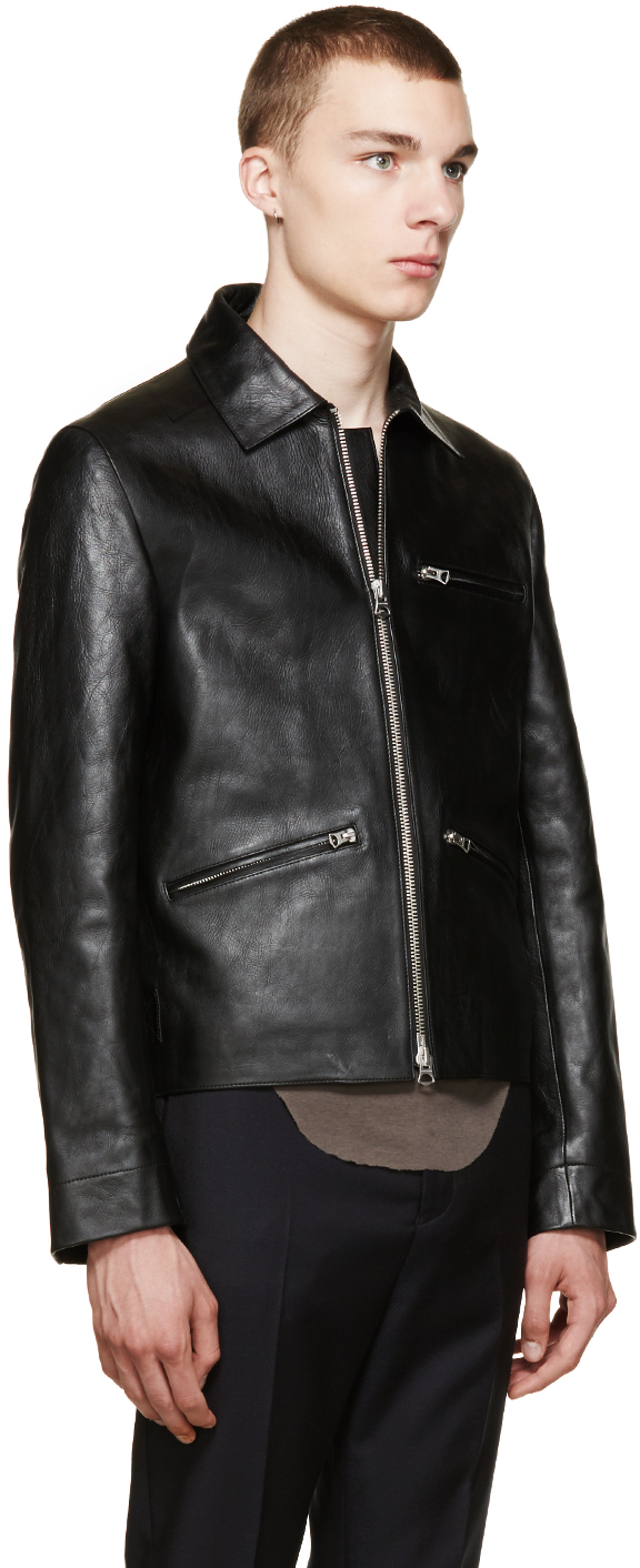 acne studios black leather jacket