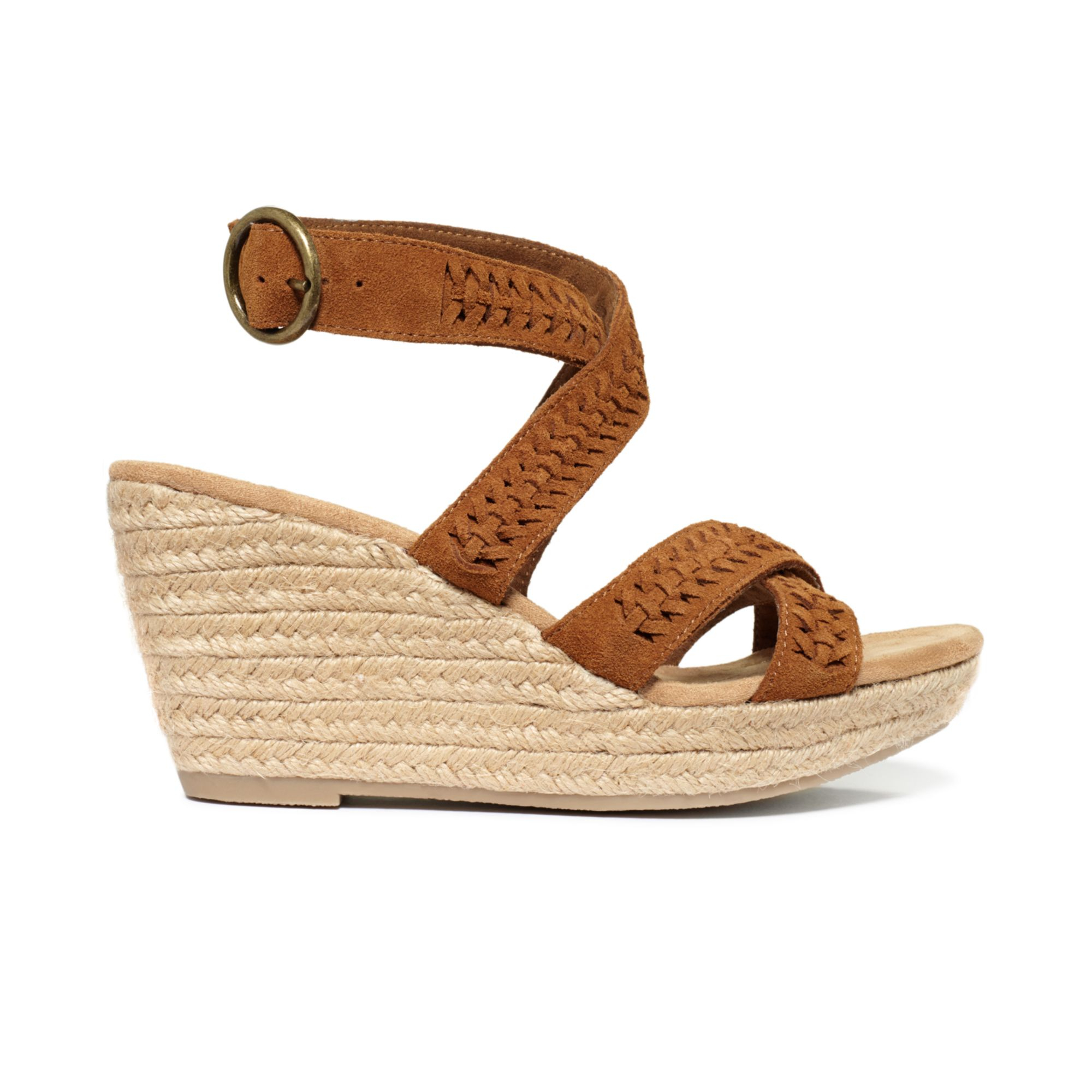 Lyst - Minnetonka Haley Platform Wedge Sandals in Brown