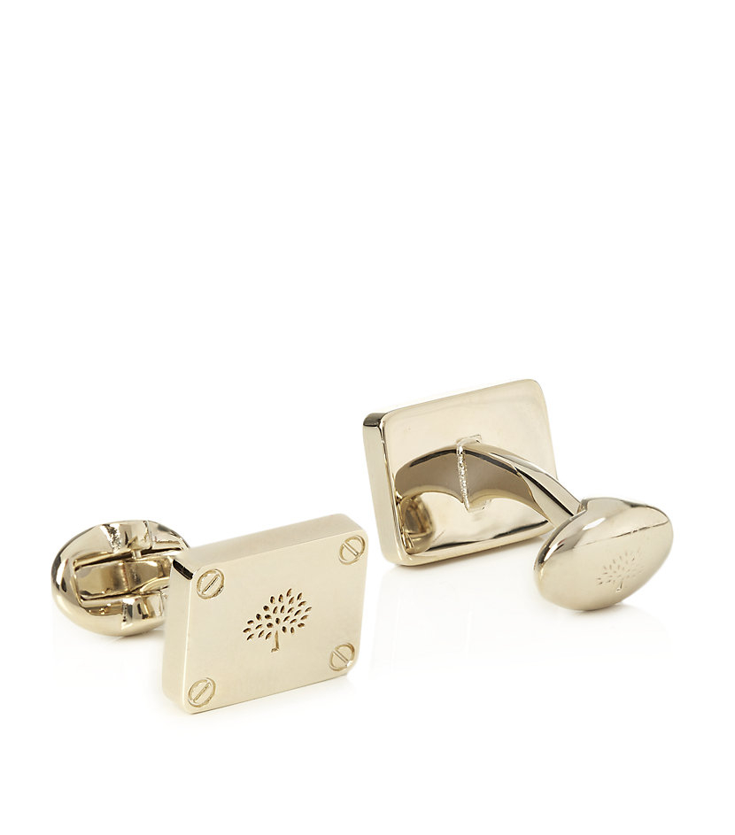 Mulberry Rectangular Plaque Cufflinks in Gold for Men Lyst