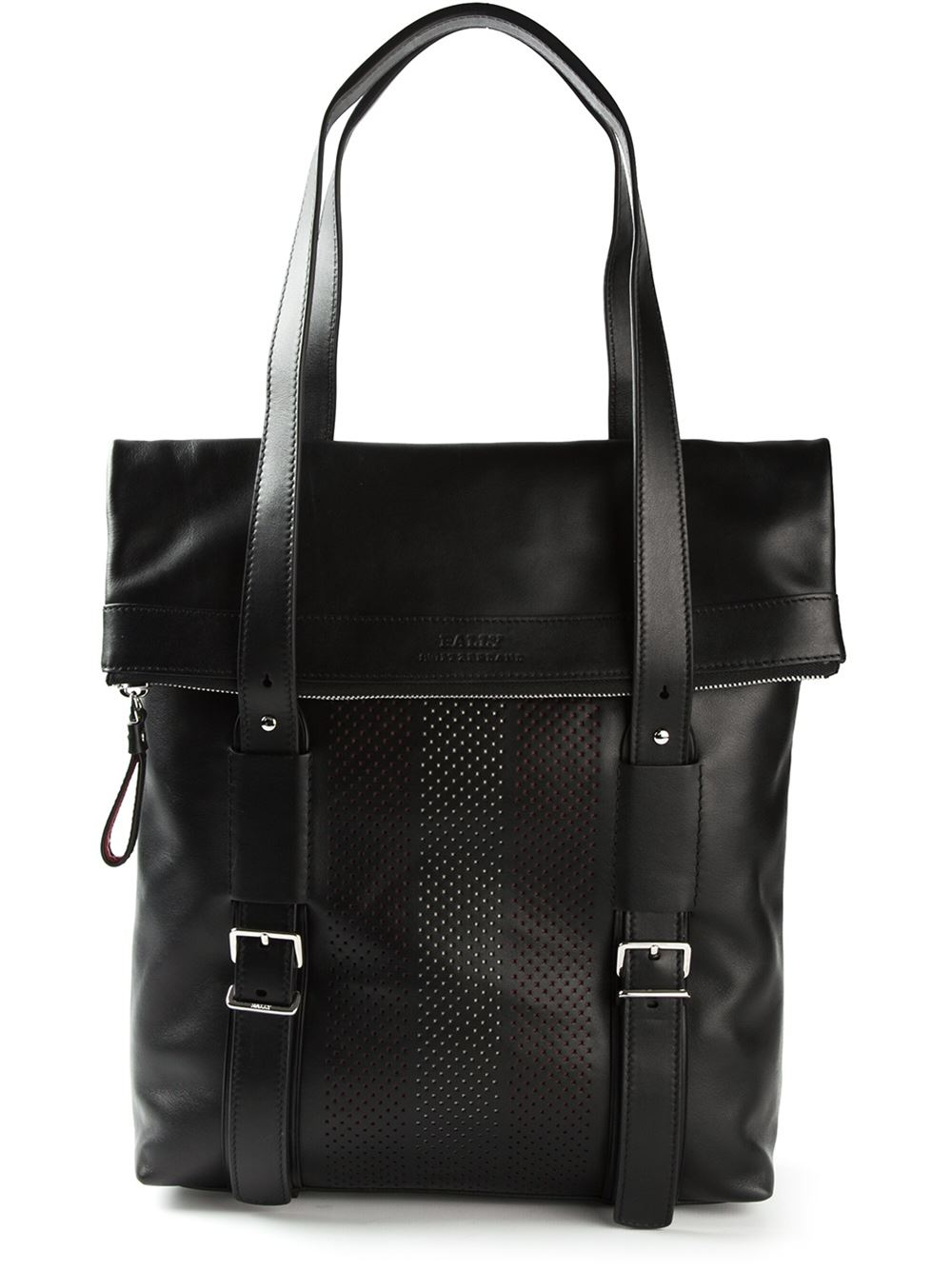 Lyst - Bally Punched Leather Tote Bag in Black for Men
