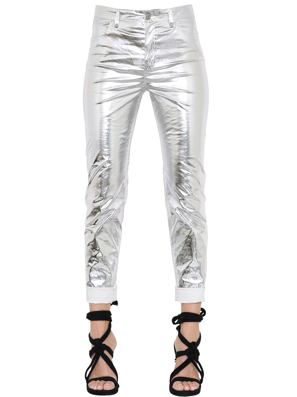 Isabel Marant Metallic Laminated Cotton Pants - Lyst