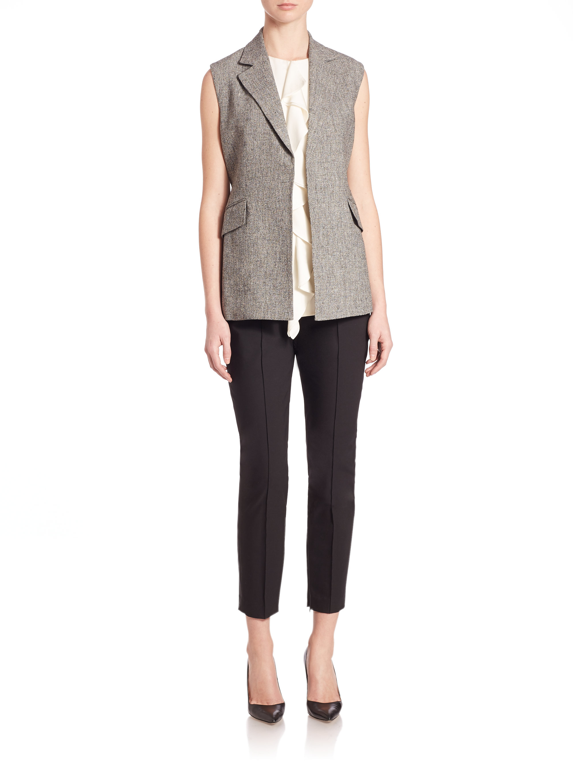 Theory Sedeia Linen Vest in Gray Lyst