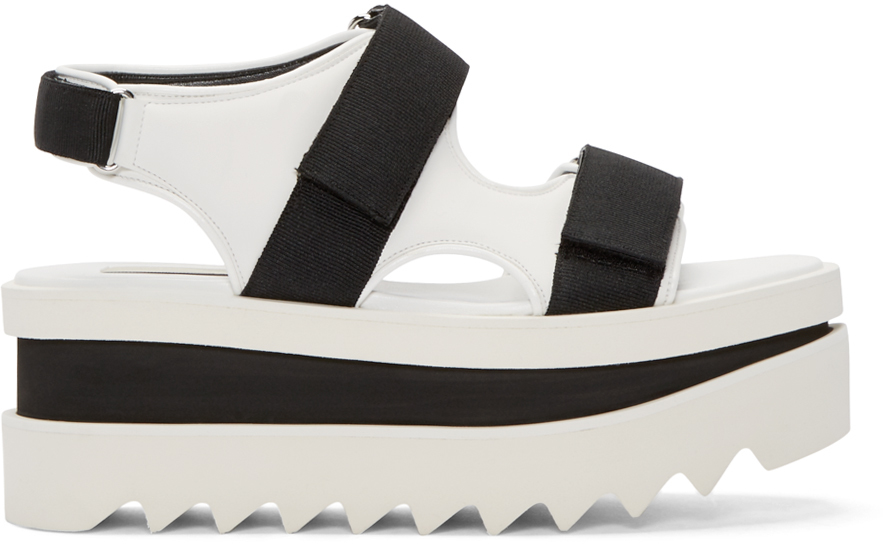 white velcro platform sandals