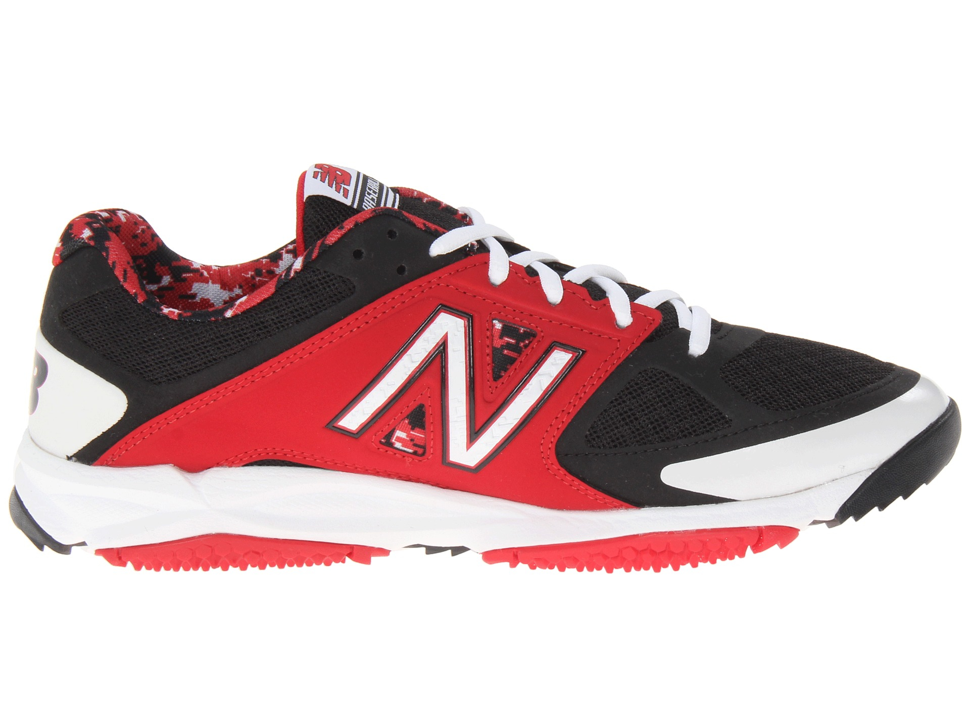 red and black new balance turfs