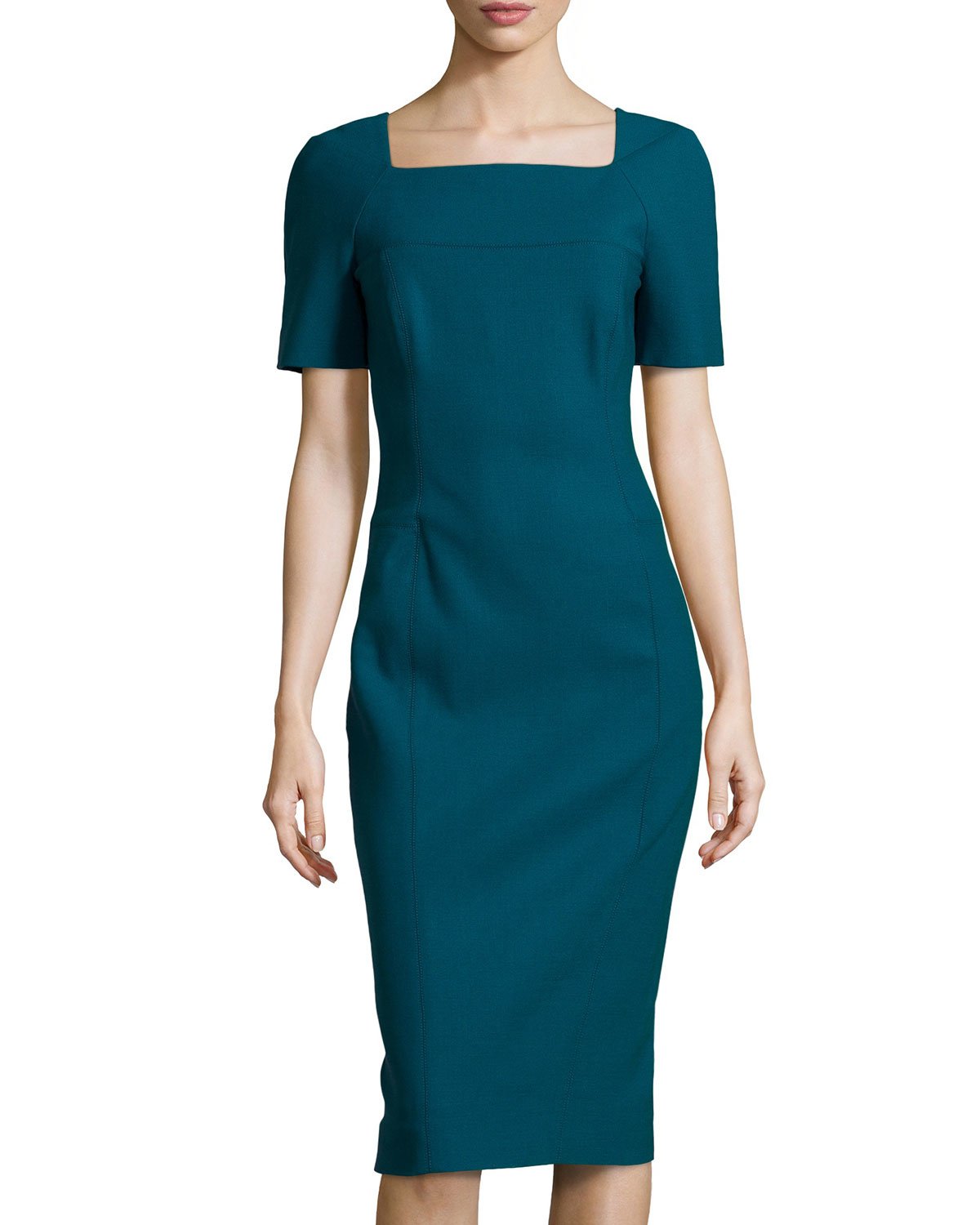 square neck short sleeve dress
