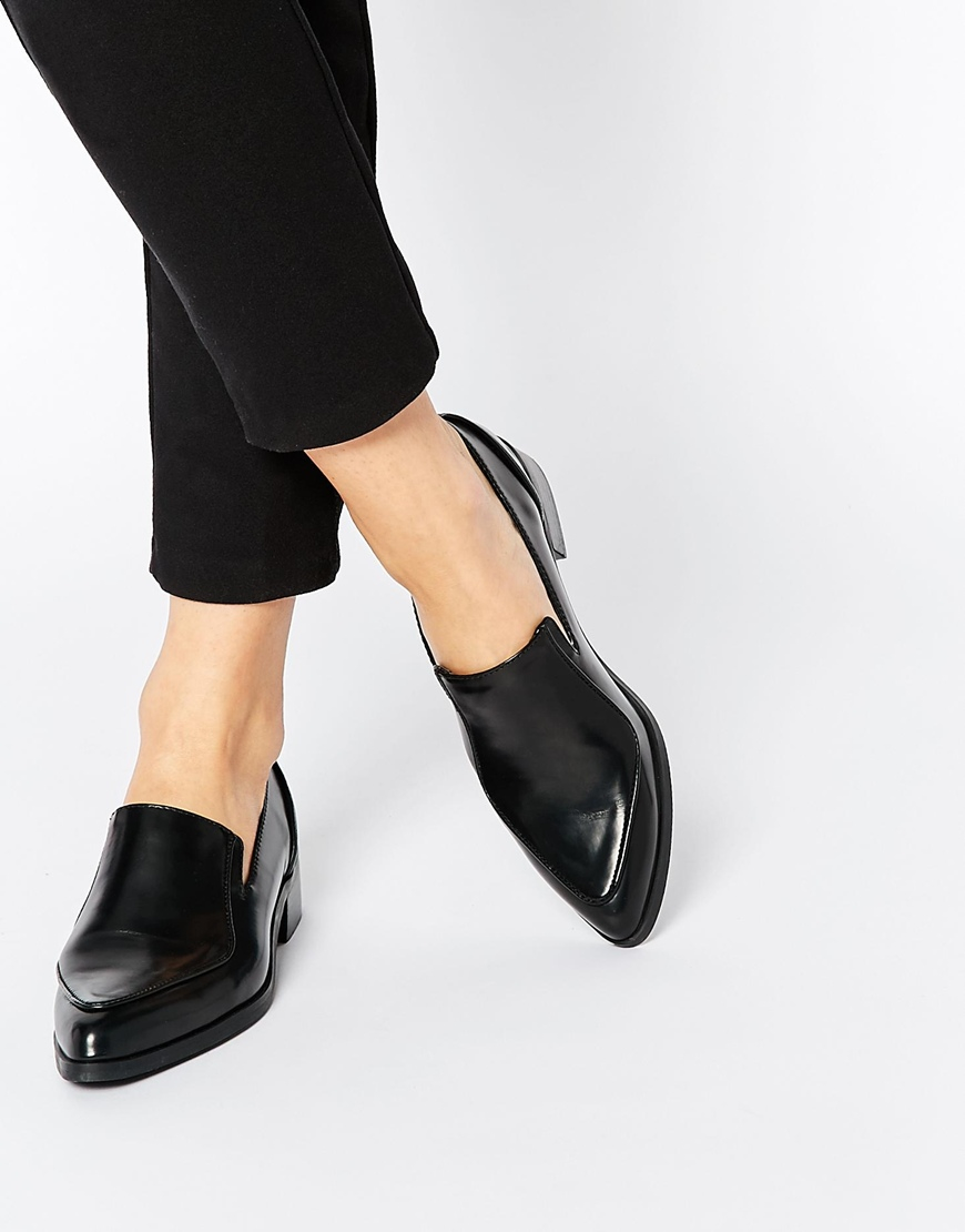 ASOS Miles Pointed Flat Shoes in Black - Lyst