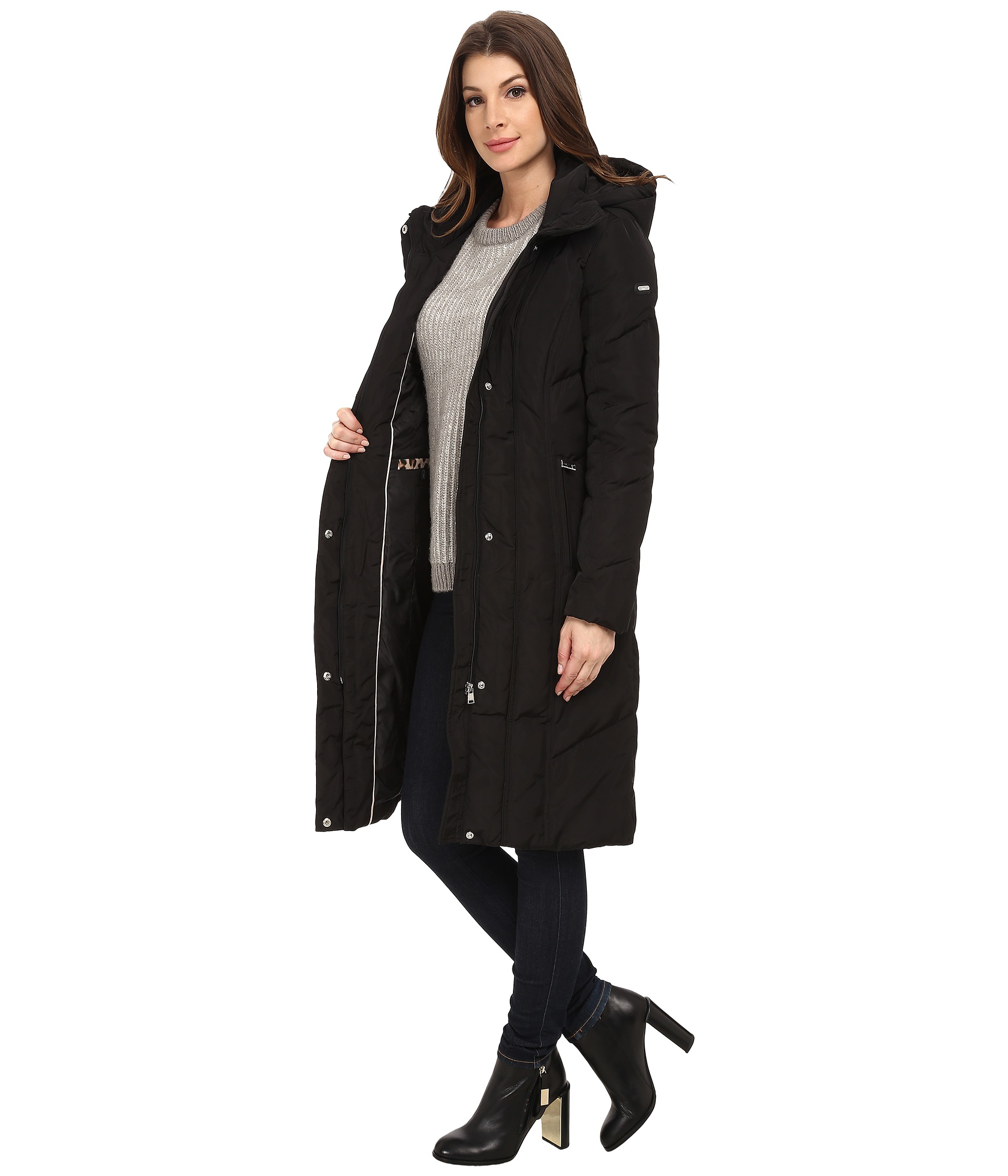 calvin klein long black coat