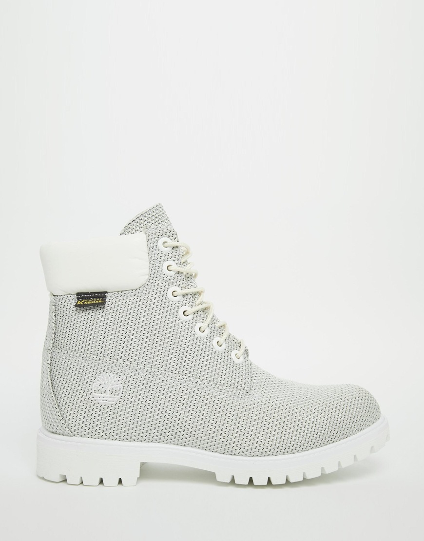 grey timberlands with white sole