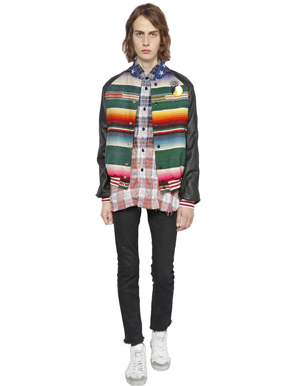 Saint Laurent T-rex Tapestry & Leather Teddy Jacket for Men | Lyst