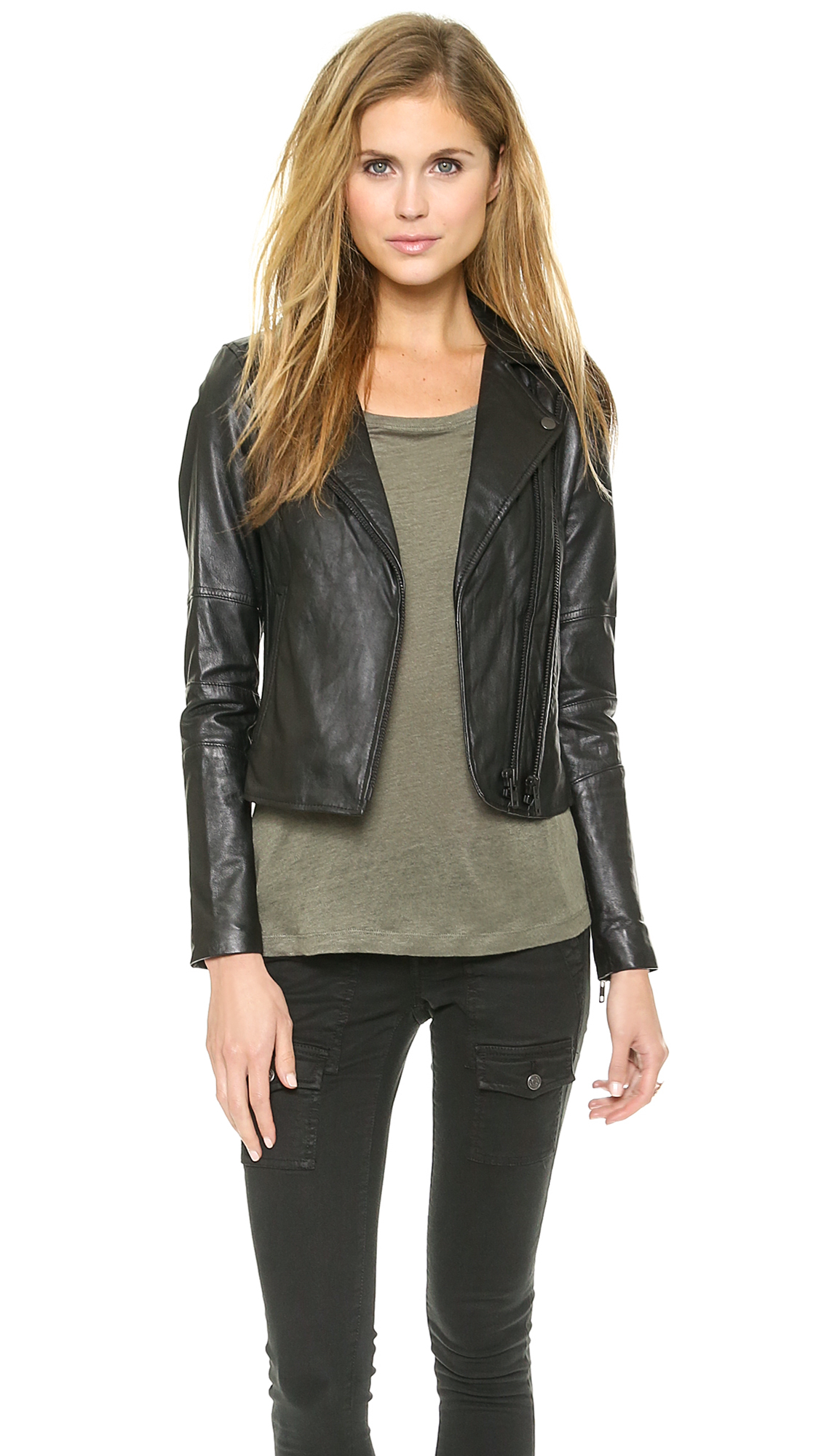 joie black leather jacket