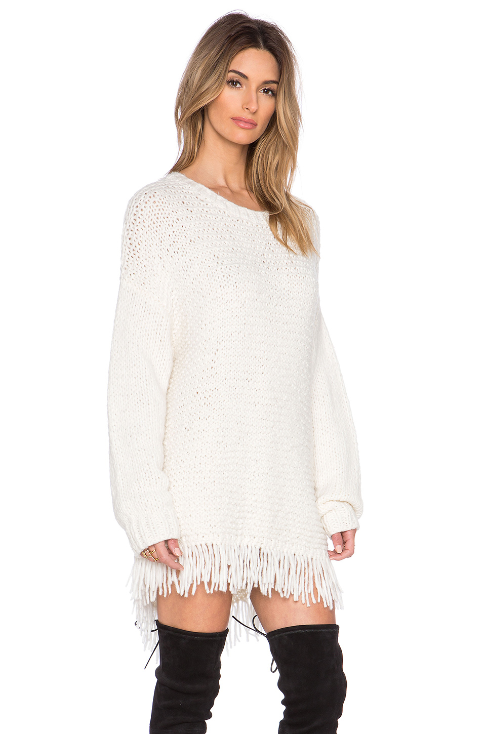 Elizabeth and James Cotton Fringe Sweater in Ivory (Natural) - Lyst