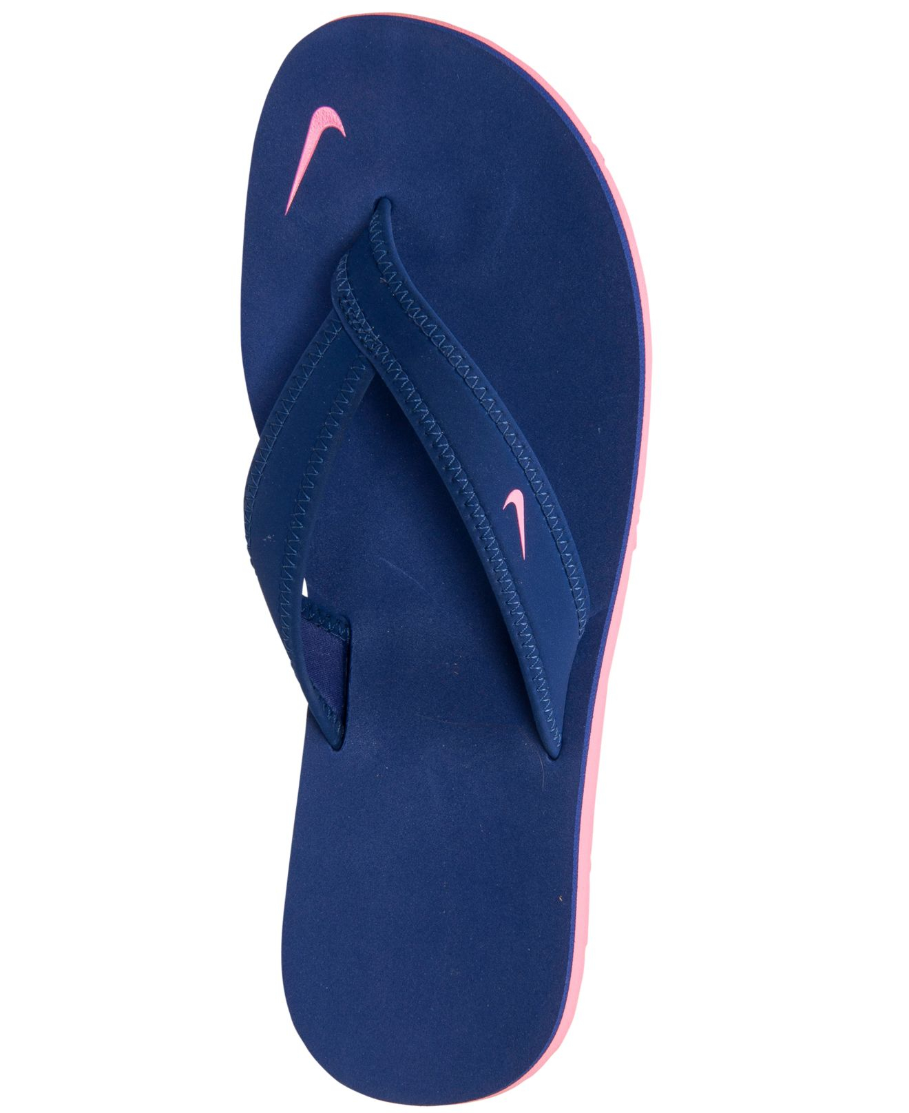 blue nike flip flops