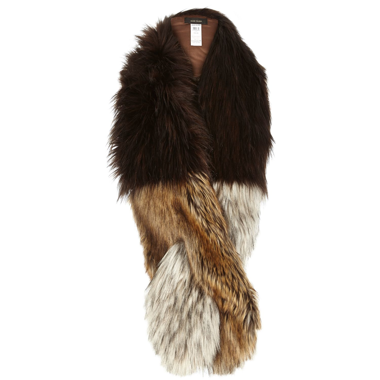 River island Brown Faux Fur Tippet Scarf in Brown Lyst