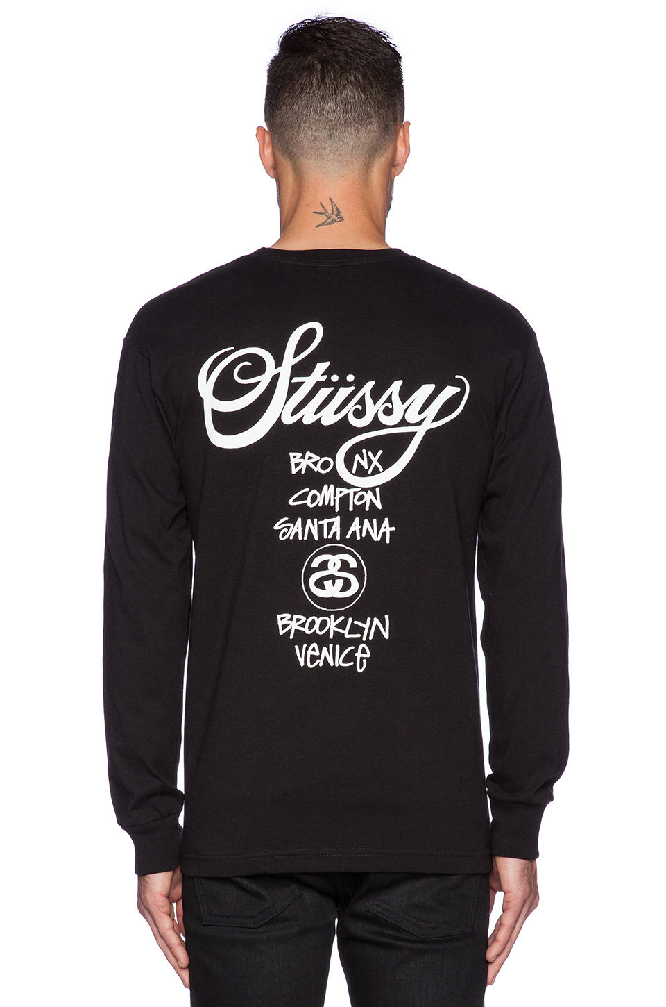 stussy world tour hoodie black