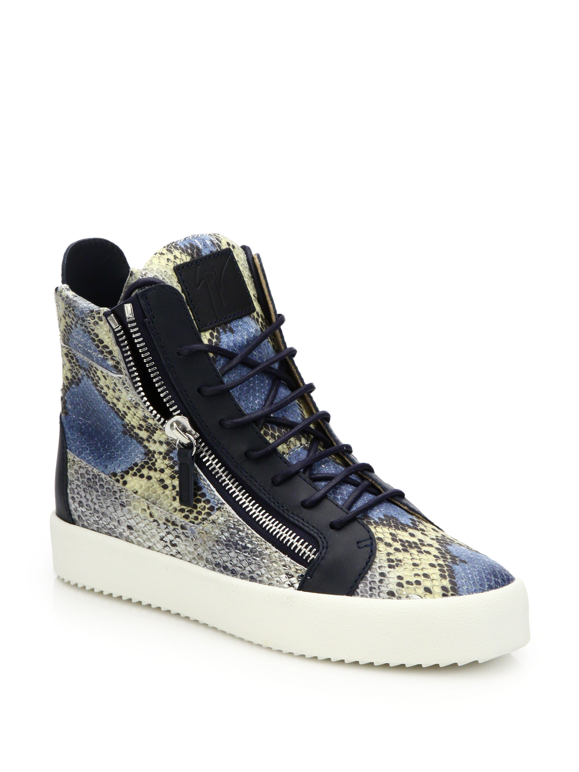 Giuseppe Zanotti Snakeskin-embossed Leather Double High-top Sneakers for