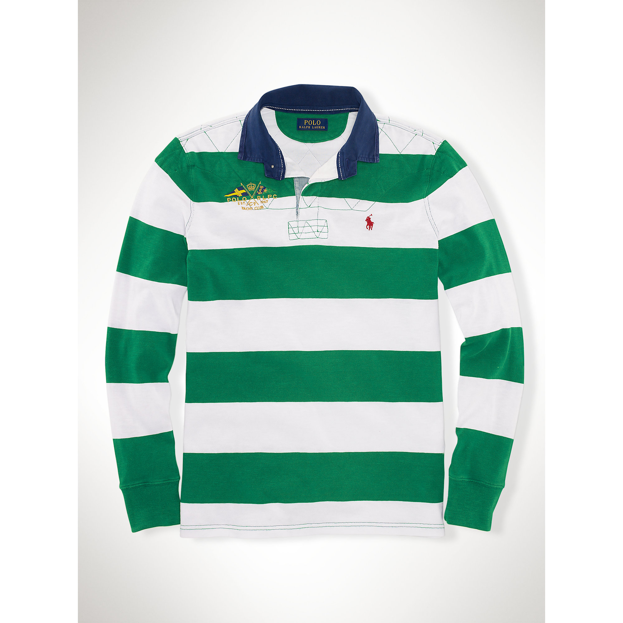 Lyst - Polo Ralph Lauren Custom-fit Striped Rugby Shirt in Green for Men