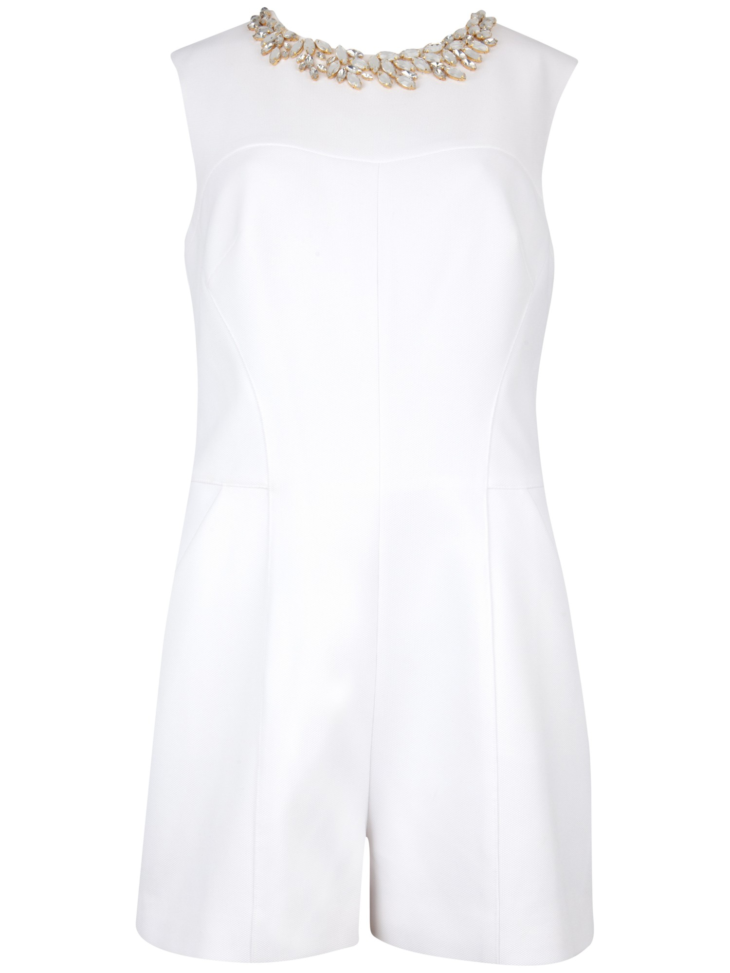 white embellished playsuit
