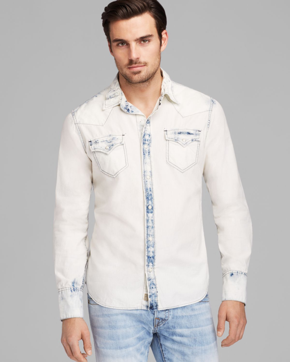 true religion denim shirt mens